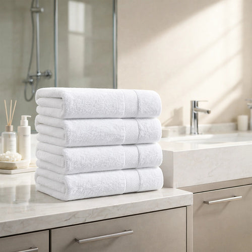 500 GSM Cotton Bath Towels 4 Pack White
