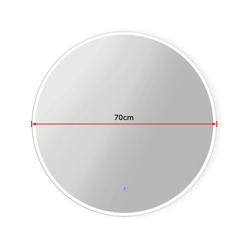 70cm Round LED Bathroom Vanity Mirror – Wall-Mounted with Touch Sensor & Colour Temp Control