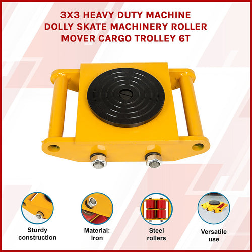 Heavy Duty Machine Dolly Skate Machinery Roller Mover Cargo Trolley 6T