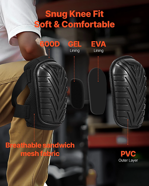 Heavy Duty Work Knee Pads – Construction Safety Pads with Foam & Gel Cushion for Trades