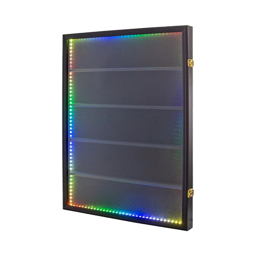 LED Trading Card Display Case for 35 Graded Cards Lockable Wall Frame