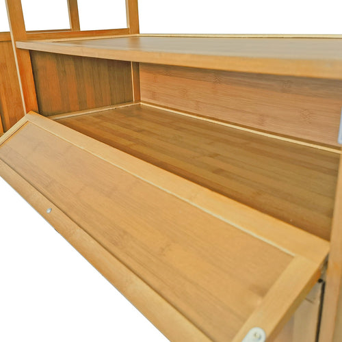 165x100cm Bamboo Clothes Rack Stand with Storage Shelves – Freestanding Garment Organiser in Wood