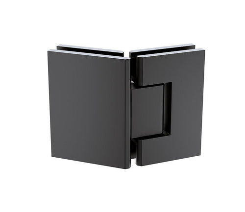 90cm Frameless Diamond Shower Screen with Black Brackets and Brass Hinges, Square Double Pull Handle