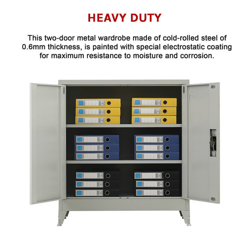 Two-Door Metal Locker - Grey with Legs