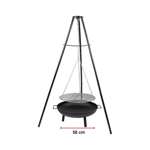 Tripod Garden Fire Pit BBQ Barbecue Cast Iron & Steel Fire Pit Bowl Round