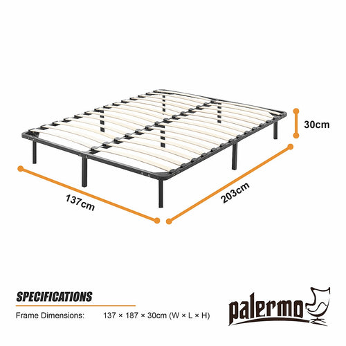 Metal Bed Frame for Double Mattress – Black Powder-Coated Steel Base