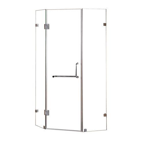 900 x 900mm Frameless 10mm Glass Shower Screen By Della Francesca Nickel Hardware, Round Handle