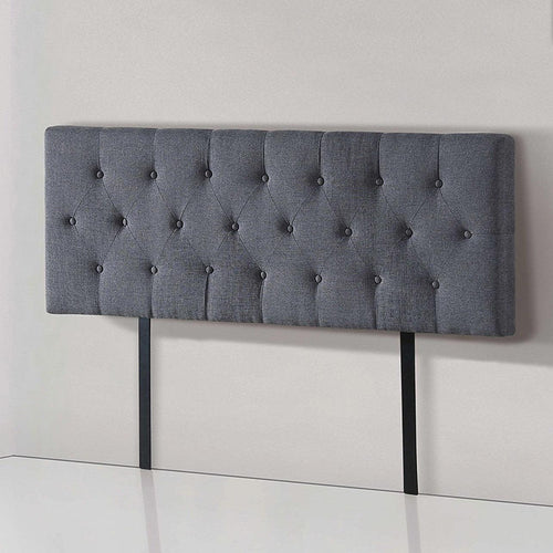 Double Linen Fabric Deluxe Headboard Bedhead in Grey