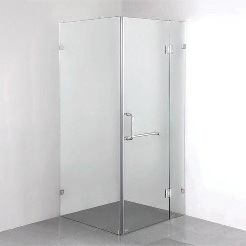 100 x 90cm Frameless 10mm Glass Shower Screen By Della Francesca CHROME Hardware, ROUND Handle