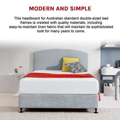 Linen Fabric Curved Double Bed Deluxe Headboard Bedhead Stone Grey 