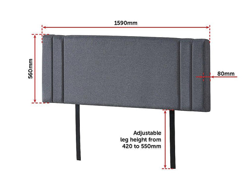 Grey Linen Fabric Queen Deluxe Headboard Bedhead