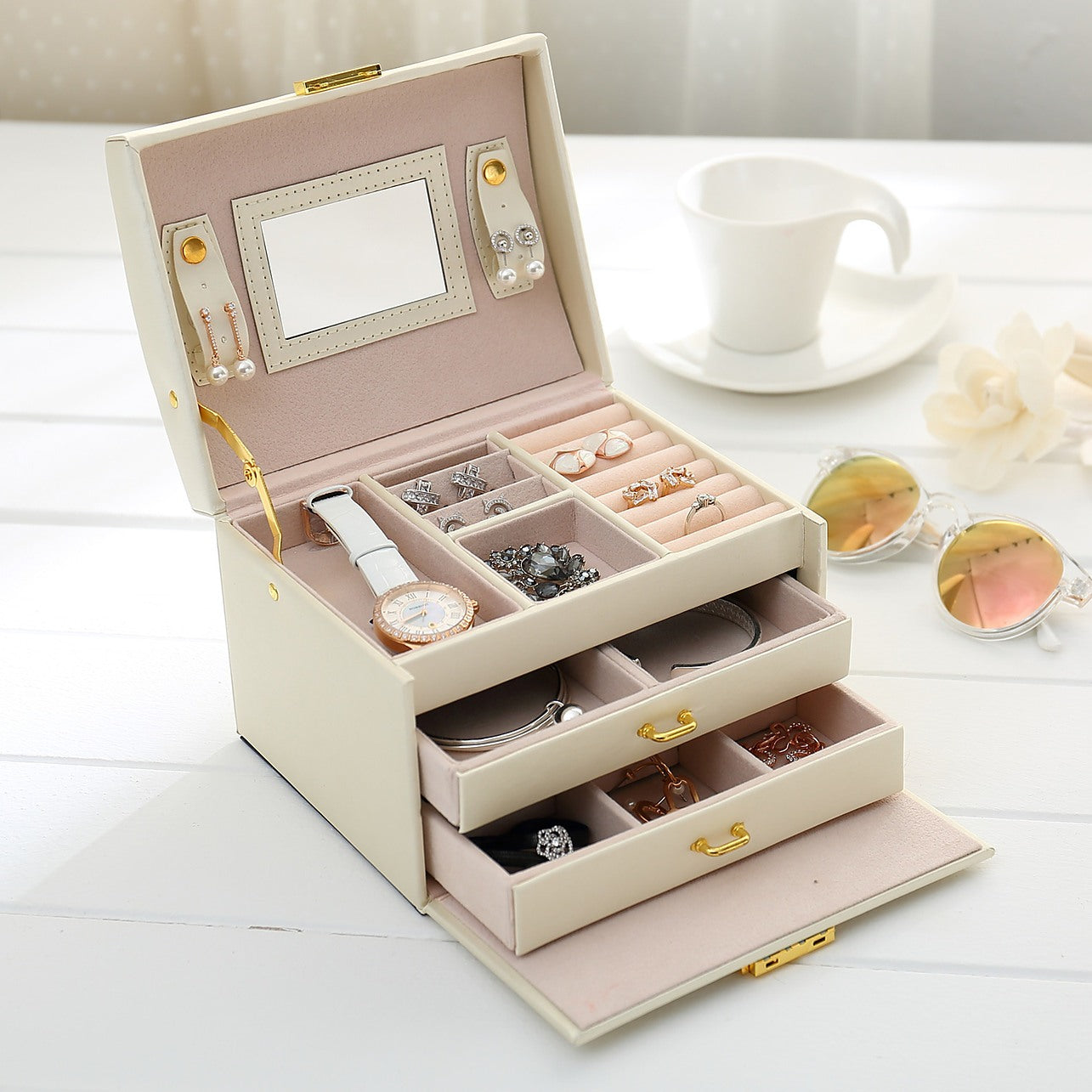 8782 Jewellery Box for Women, Mini Portable Jewelry Box Organiser,PU L —  DeoDap