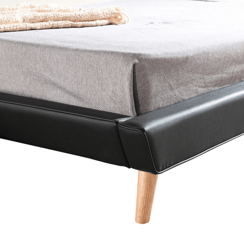 King PU Leather Deluxe Bed Frame - Black
