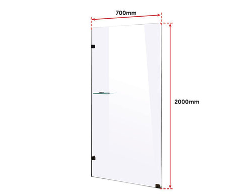 70 x 200cm Frameless 10mm Safety Glass Shower Screen BLACK