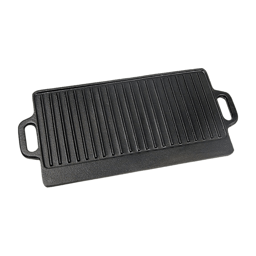 46x22 cm Cast Iron Reversible Griddle Plate BBQ Hob Cooking Grill Pan