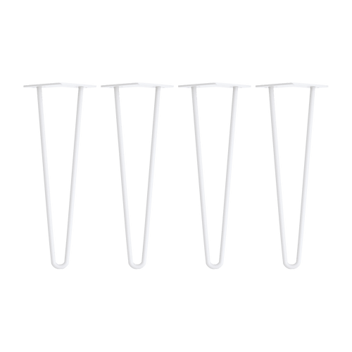Set of 4 White Industrial Retro Hairpin Table Legs 12mm Steel Bench Desk - 41cm