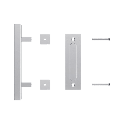 12" Square Pull and Flush Door Handle Set Stainless Steel Barn Door Hardware