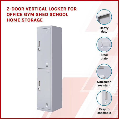 2-Door Grey Locker Cabinet 3-Digit Combination Lock – Secure & Durable