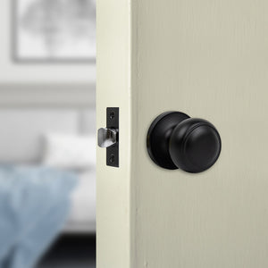 Door Handle Set Lever Passage Function Round Black