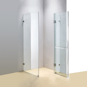 100 x 80cm Frameless 10mm Glass Shower Screen By Della Francesca CHROME Hardware,SQUARE Handle
