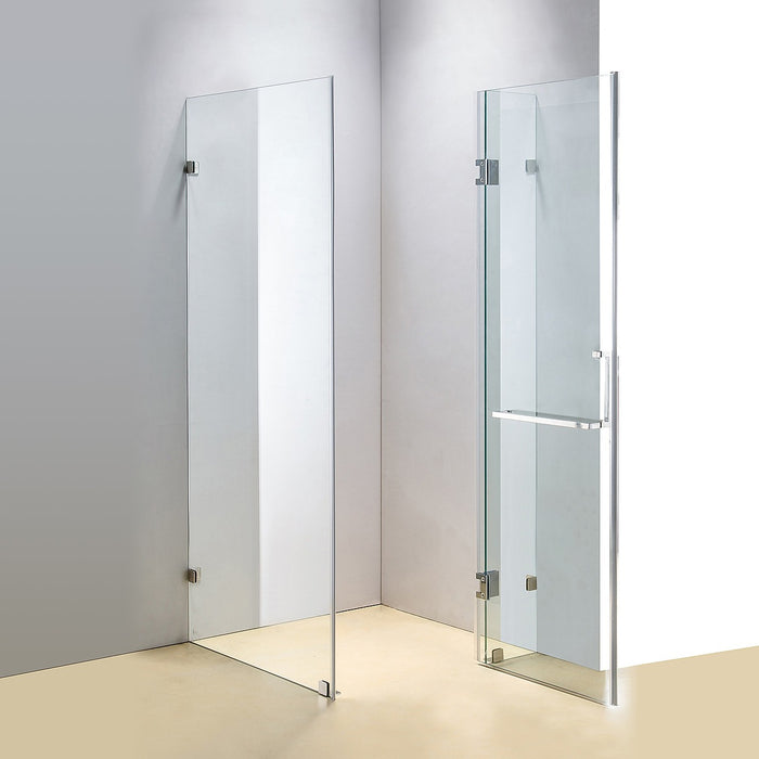 Frameless 10mm Glass Shower Screen 110 x 100cm CHROME Hardware,SQUARE Handle