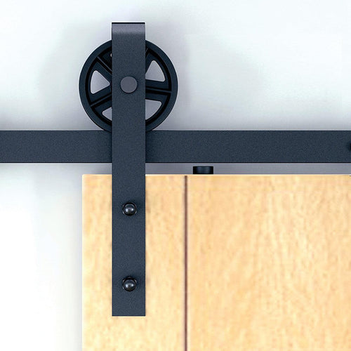 2m Big Spoke Wheel Black Sliding Barn Door Hardware
