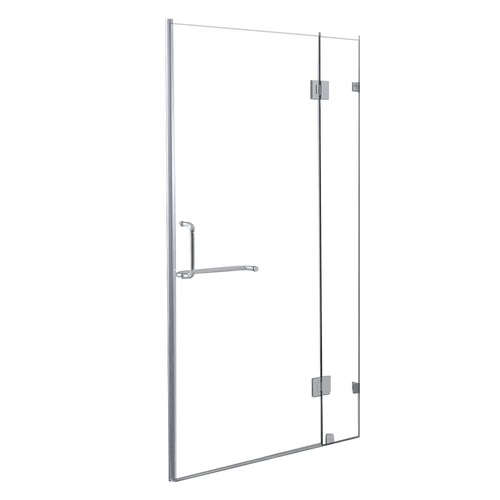 100 x 200cm Wall to Wall Frameless Shower Screen in CHROME Hardware, ROUND Handle