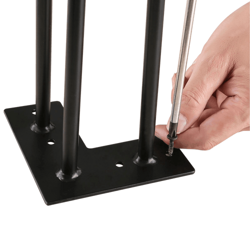 Set of 4 Industrial 3-Rod Retro Hairpin Table Legs 12mm Steel Bench Desk - 11cm Black