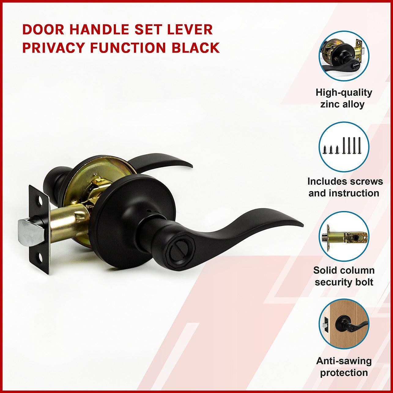 Door Handle Set Lever Privacy Function Black - Privacy - Black - Home ...