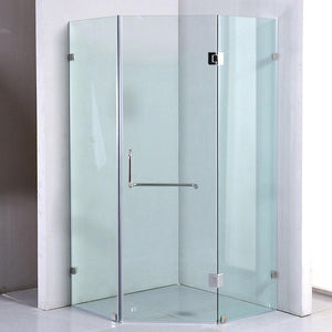 1000 x 1000mm Frameless 10mm Glass Shower Screen By Della Francesca CHROME Hardware, Round Handle