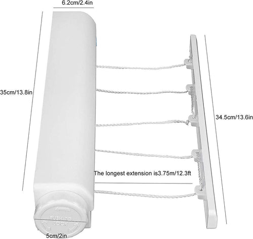 Retracting Clothesline 5 Line 18m Hanging Clothes Space Hanger