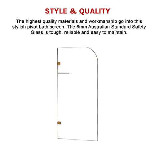 Frameless Glass Bath Screen 70 x 145cm Gold Finish