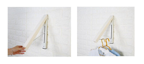 Folding Wall Mount Retractable Clothes Hanger Laundry Drying Rack Organiser