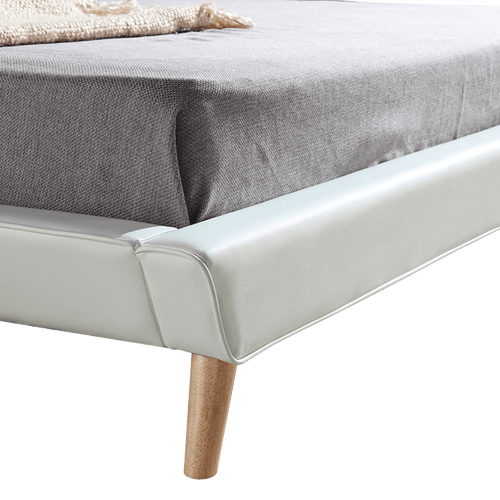 King PU Leather Deluxe Bed Frame - White