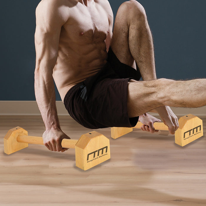 Wooden Parallette Bars Push Up & Dip Workouts - Sports & Fitness > Benches  & Racks