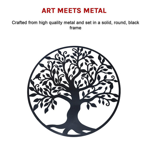60cm Black Tree of Life Wall Art Hanging Metal Iron Sculpture Garden