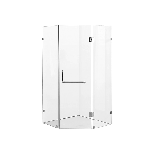 1000 x 1000mm Frameless 10mm Glass Shower Screen By Della Francesca CHROME Hardware, Round Handle