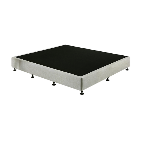 King Single Slatted Ensemble Bed Base - Platinum Light Grey Linen Breathable Cover