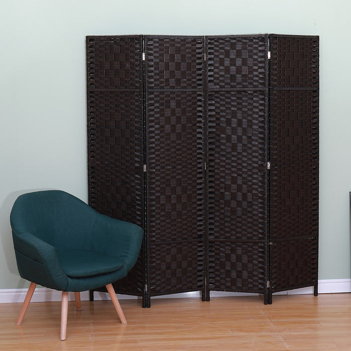 4-Panel Room Divider Screen Privacy Rattan Dividers Stand Fold