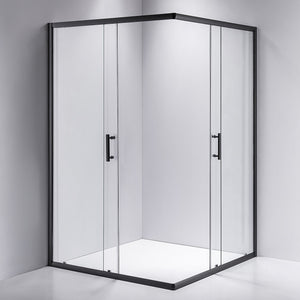 1200 x 1200mm Sliding Door Nano Safety Glass Shower Screen in Black