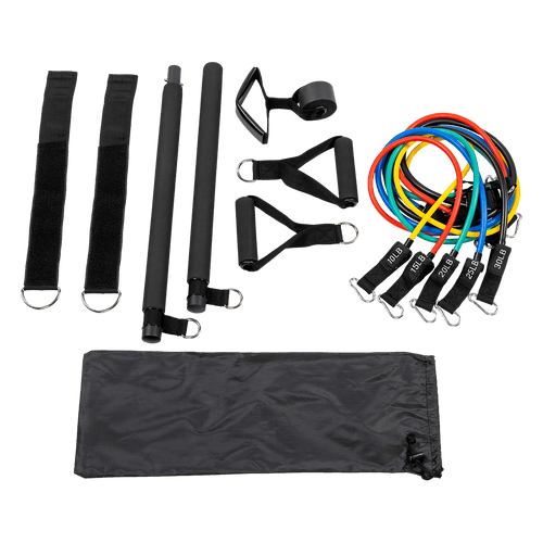 Exercise Pilates Bar Kit Resistance Bands Yoga Fitness Stretch Workout Gym