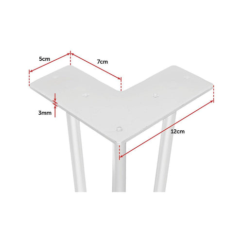 Set of 4 White Industrial Retro 3-Rod Table Legs 12mm Steel Bench Desk - 41cm