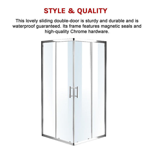 800 x 1200mm Sliding Door Nano Safety Glass Shower Screen in CHROME