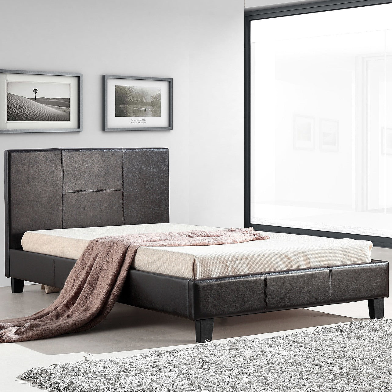 Single leather best sale bed frame
