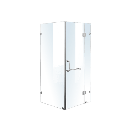 110 x 80cm Frameless 10mm Glass Shower Screen By Della Francesca CHROME Hardware, ROUND Handle