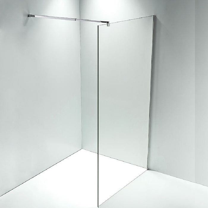 110 x 210cm Frameless 10mm Safety Glass Shower Screen in Square CHROME