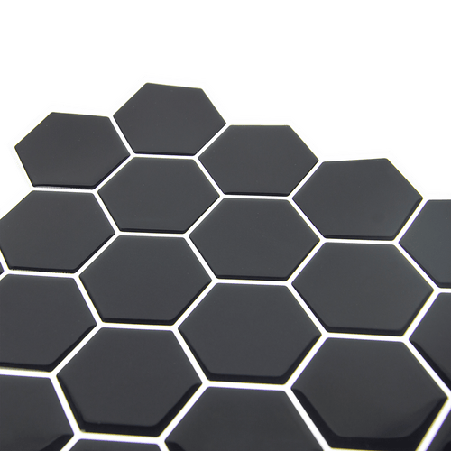 Tiles 3D Peel and Stick Wall Tile Hexagonal Mosaic Black 10 Sheets