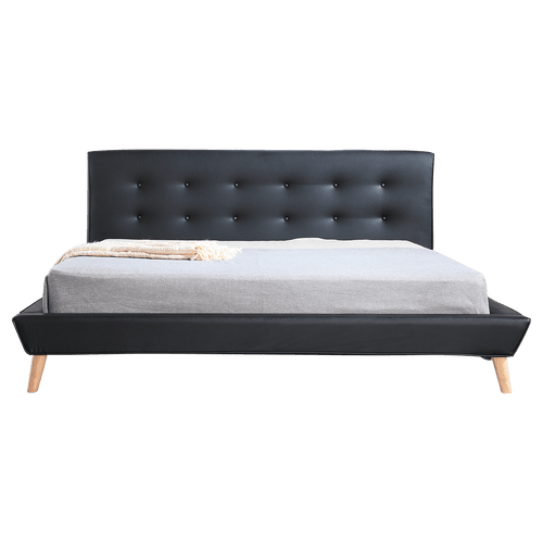 King PU Leather Deluxe Bed Frame - Black