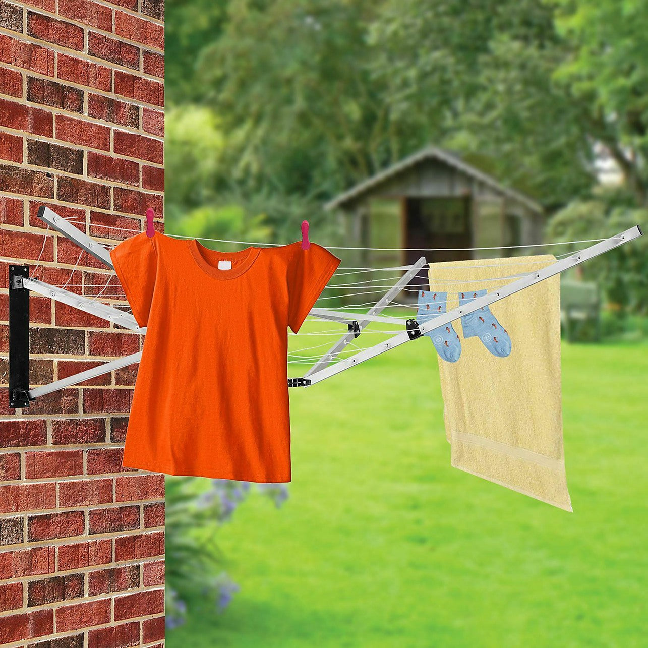 26m 5 Arm Wall Hang Mountable Clothes Airer Dryer Washing Line