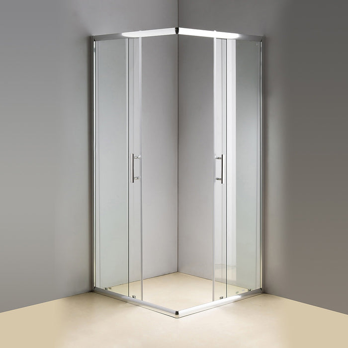 800 x 900mm Sliding Door Nano Safety Glass Shower Screen in CHROME